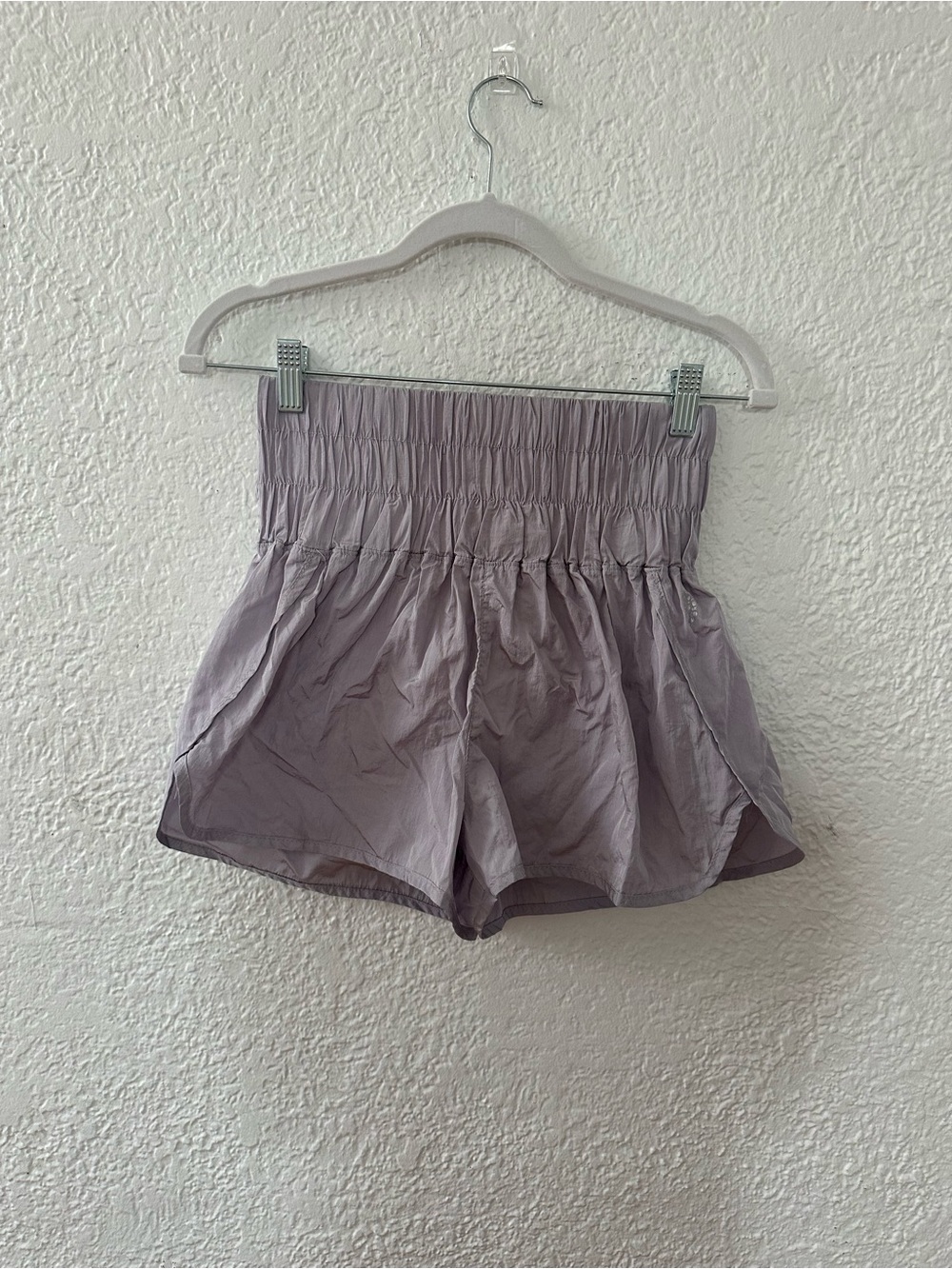FP Movement by Free People Lavender Smocked High-Waist Athletic Shorts